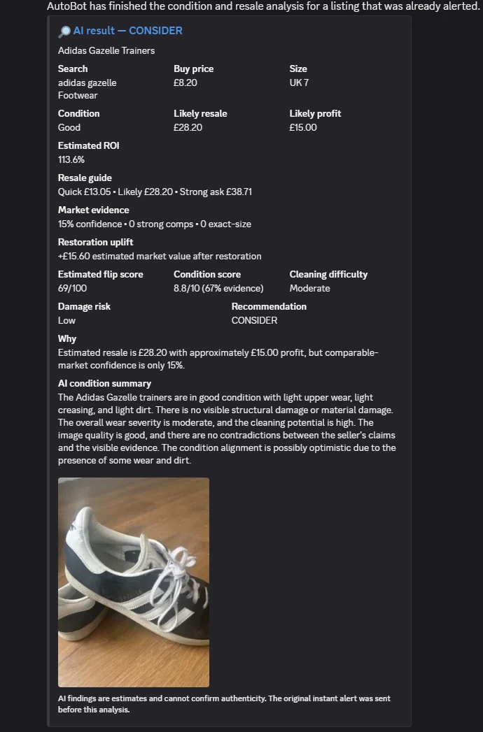 Discord AutoBot AI result recommending CONSIDER